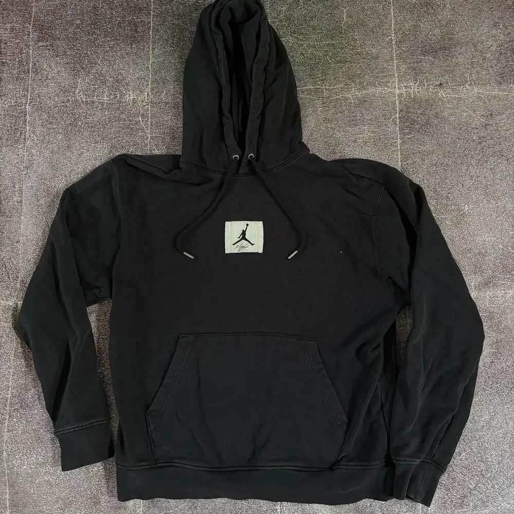Men's Nike Air Jordan Essentials Black Box Logo Flight Hoodie Sweatshirt Sz M